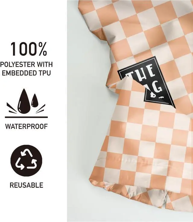 Alt view image 3 of 6 - Plastic Bag Holder,Reusable And Washable Grocery Bag organizer,for Home Kitchen Travelling Camping Decor, use 1 Pack, Orange And White Checkerboard Pattern