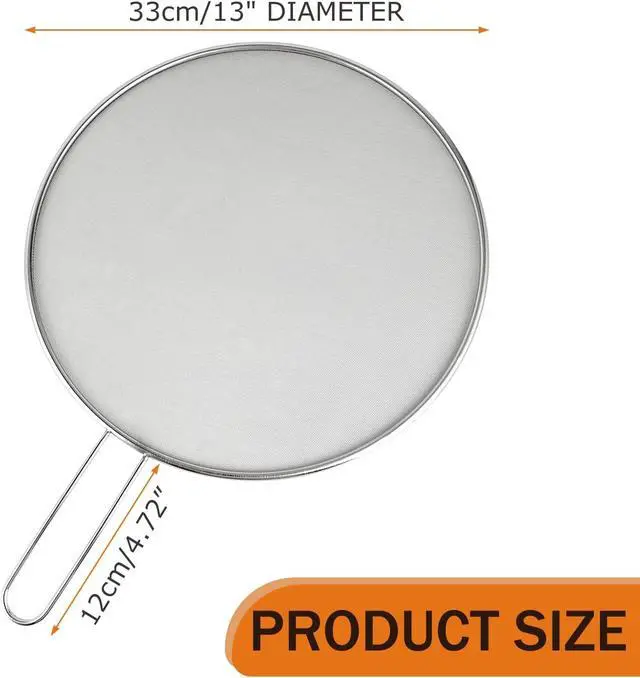 Alt view image 2 of 5 - 2-Pack Splatter Guard, 13 in Stainless Steel Grease Splatter Screen - Oil-Resistant Mesh for Fry Pan, Suitable for Most Cookware, Kitchen Essential