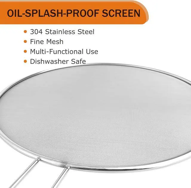 Alt view image 3 of 5 - 2-Pack Splatter Guard, 13 in Stainless Steel Grease Splatter Screen - Oil-Resistant Mesh for Fry Pan, Suitable for Most Cookware, Kitchen Essential