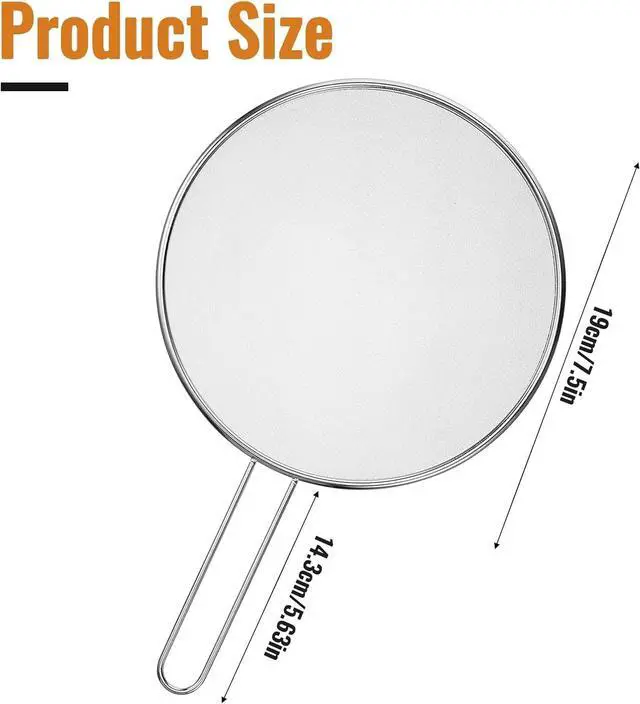 Alt view image 2 of 7 - 7.5 in Grease Splatter Guard, Stainless Steel Splatter Guard for Frying Pan Oil Splatter-Screen with Comfortable Grip Handle and Ultra Fine Mesh (Diameter 19 cm,Handle 14.3cm)