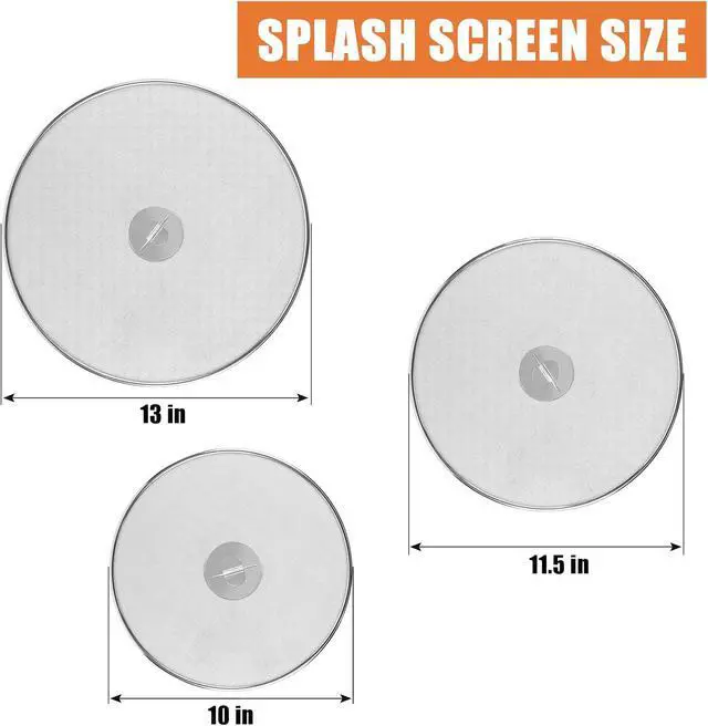 Alt view image 3 of 7 - 3-Pack Splatter Screens for Frying Pan - 10", 11.5", 13" Stainless Steel Grease Splatter Guard with Foldable Knob, Ultra-Fine Mesh, Rust-Free - No Oil Mess, No Burns, Ultra Fine Mesh