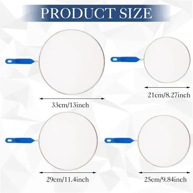 Alt view image 2 of 7 - 8 Inch Grease Splatter Screen Guard Stainless Steel Splash Screen Protector Guards with Handle Splash-Proof Frying Pan Mesh Pot Lid Cover for Kitchen Cooking Gadgets