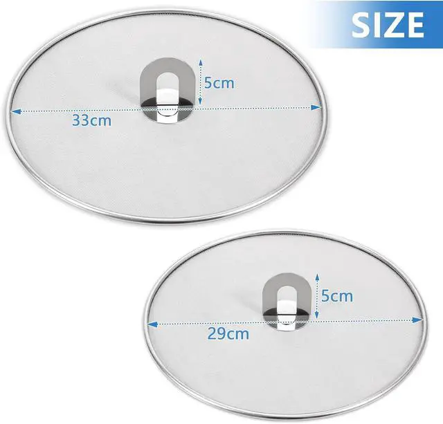 Alt view image 2 of 5 - Splatter Screen for Kitchen, Stainless Steel Fine Mesh Splatter Screen for Frying Pan, 10, 13 Inch Grease Splatter Guard with Fold Flat Knob