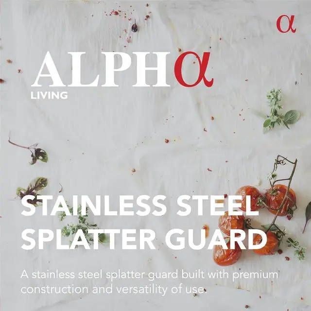 Alt view image 2 of 6 - ALPHA LIVING 13" Splatter Guard for Frying Pan & Food Strainer and Universal Cookware- Stops Hot Oil Splash - Splatter Screen for Cooking - Red