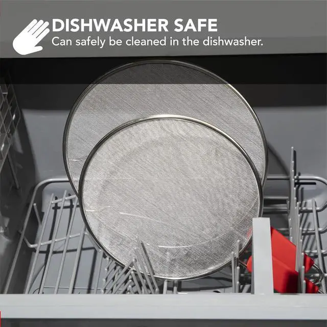 Alt view image 5 of 6 - ALPHA LIVING 13" Splatter Guard for Frying Pan & Food Strainer and Universal Cookware- Stops Hot Oil Splash - Splatter Screen for Cooking - Red
