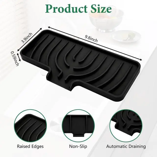 Alt view image 2 of 7 - GUUKIN Sponge Holder for Kitchen Sink, Sink Caddy and Soap Tray | 10x4 inch Kitchen Sink Organizer | Compatible with Scrub Daddy, Kitchen Sink Accessories (Black)
