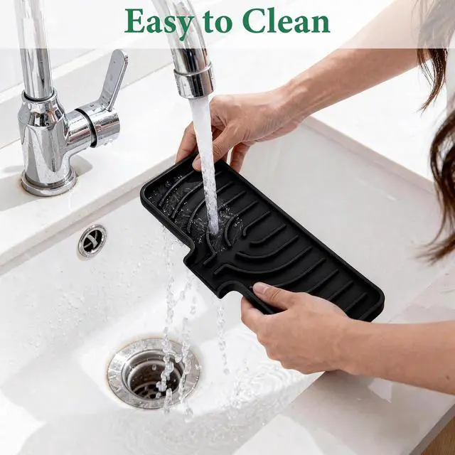 Alt view image 4 of 7 - GUUKIN Sponge Holder for Kitchen Sink, Sink Caddy and Soap Tray | 10x4 inch Kitchen Sink Organizer | Compatible with Scrub Daddy, Kitchen Sink Accessories (Black)