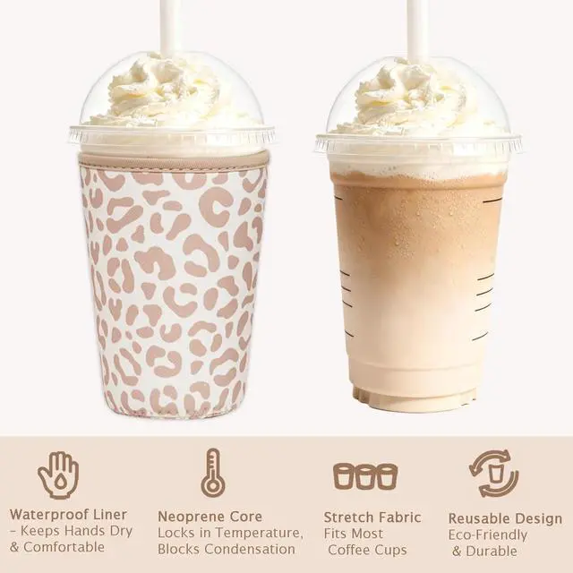 Alt view image 6 of 7 - Haevola 3 Pieces Reusable Insulated Neoprene Iced Coffee Cup Sleeve, Durable Drink Sleeve for Cold Beverages, Beverage Holder for Iced Coffee, 22-24 oz Medium (Floral Trio)