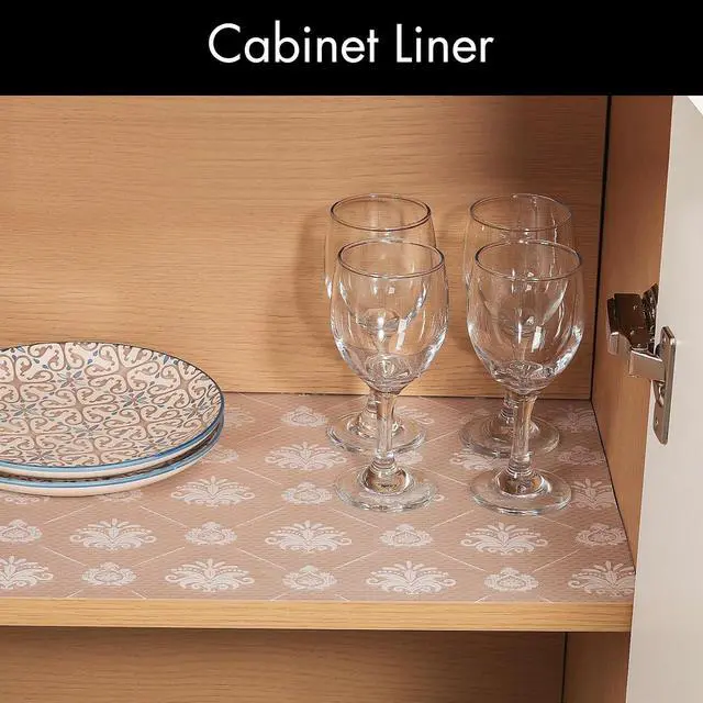 Alt view image 4 of 7 - Cooyes Shelf and Drawer Liners for Kitchen Cabinets, Non-Adhesive Cabinet Liners, EVA Waterproof Durable Shelf Paper for Refrigerator, Shelves, Cupboard with European Pattern, Easy to Cut