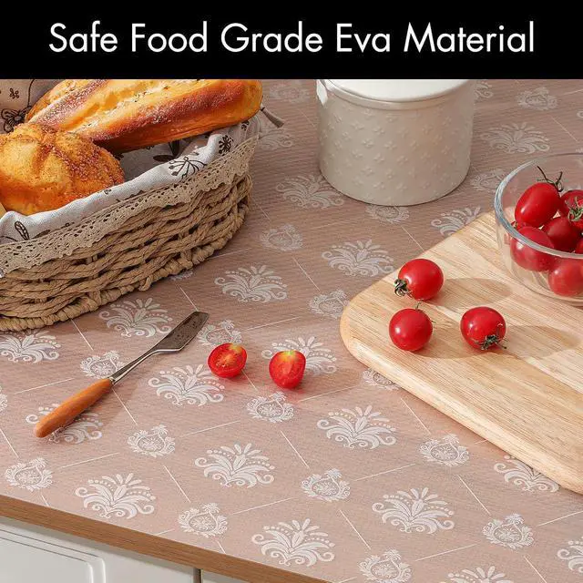 Alt view image 7 of 7 - Cooyes Shelf and Drawer Liners for Kitchen Cabinets, Non-Adhesive Cabinet Liners, EVA Waterproof Durable Shelf Paper for Refrigerator, Shelves, Cupboard with European Pattern, Easy to Cut