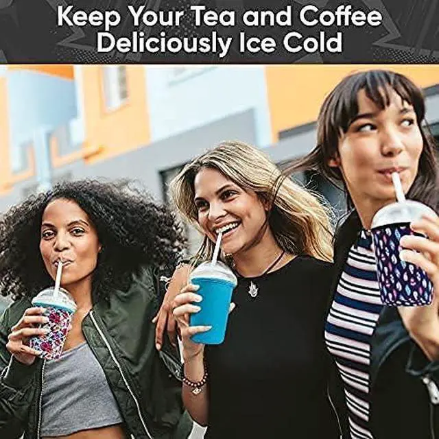 Alt view image 3 of 7 - Baxendale Iced Coffee Sleeves for Cold Drink Cups - 3 Pack Reusable Neoprene Iced Coffee Cup Sleeve for Cold Drinks, Compatible with Starbucks Dunkin and more (3 PK S/M/L, Glitter Mix #1)