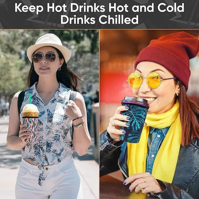 Alt view image 5 of 7 - Baxendale Iced Coffee Sleeves for Cold Drink Cups - 3 Pack Reusable Neoprene Iced Coffee Cup Sleeve for Cold Drinks, Compatible with Starbucks Dunkin and more (3 PK S/M/L, Glitter Mix #1)
