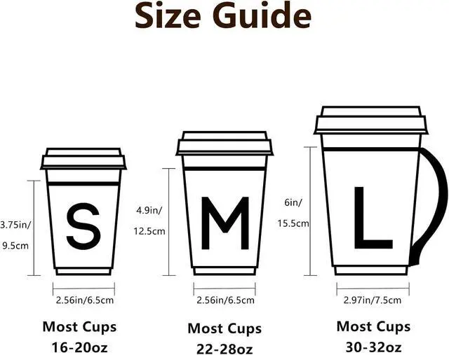 Alt view image 2 of 7 - Reusable Neoprene Insulator Sleeve for Iced Coffee & Cold Soda, Coffee Sleeves for Iced & Hot Drinks, Cold Beverage Cooler Compatible with Starbucks, Dunkin (Coffee Break, Medium: 22-24oz)
