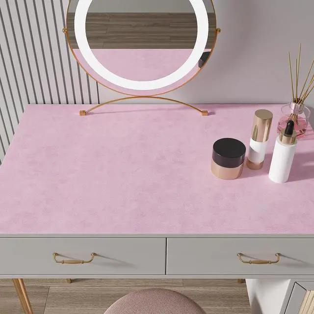 Alt view image 3 of 7 - CHIHUT Self Adhesive Velvet Flocking Liner Light Pink Velvet Contact Paper Roll Peel and Stick Soft Fabric Velvet Drawer Liners for Jewelry Dresser Box Shelf Liner 12x100 Solid Pink Felt Wallpaper