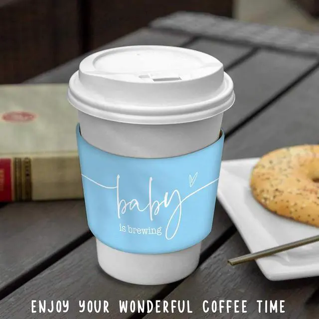 Alt view image 5 of 6 - 20 Counts A Baby Is Brewing, Coffee Cup Sleeves for Baby Shower Decorations, Disposable for Hot corrugated paper Sleeves 12 16 or 20 oz Paper Cup - Aa10