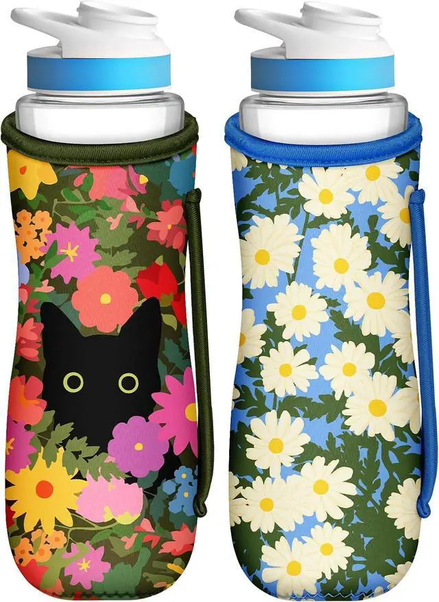 Main image of Water Bottle Sleeve for Cirkul 22 oz - 2 Pack Bottles Cover Holder Carrier Bag with Side Handle