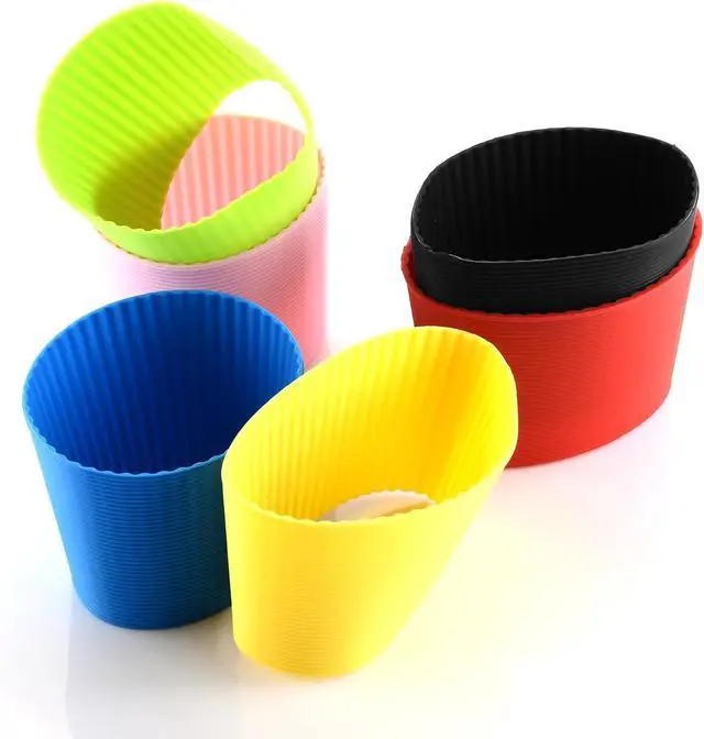 Alt view image 3 of 6 - Cosmos Pack of 6 Assorted Colors Heat-resistant Silicone Coffee Cup Sleeve for Coffee Mug, Assorted Color