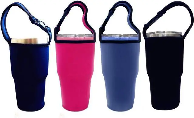 Main image of 4 Pack Tumbler 30oz Carrier Holder Pouch for 30 oz Insulated Tumbler Coffee Cup, Neoprene Sleeve with Carrying Handle(Black,Blue,Pink,Navy)