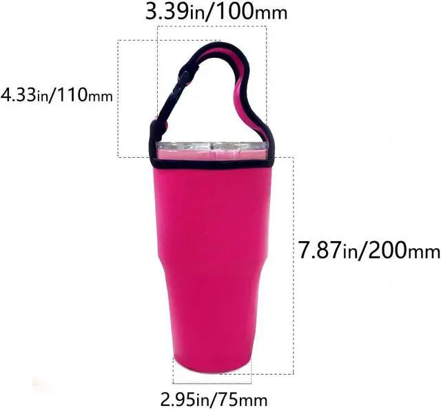 Alt view image 2 of 7 - 4 Pack Tumbler 30oz Carrier Holder Pouch for 30 oz Insulated Tumbler Coffee Cup, Neoprene Sleeve with Carrying Handle(Black,Blue,Pink,Navy)
