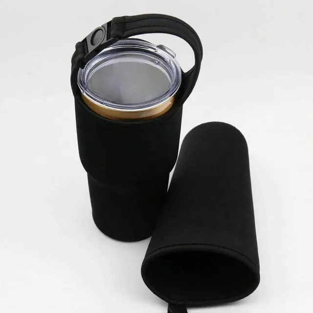 Alt view image 6 of 7 - 4 Pack Tumbler 30oz Carrier Holder Pouch for 30 oz Insulated Tumbler Coffee Cup, Neoprene Sleeve with Carrying Handle(Black,Blue,Pink,Navy)