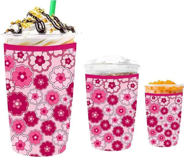 Main image of 3 Pack Reusable Iced Coffee Cup Insulator Sleeve for Cold Beverages and Neoprene Cold Coffee Cup Sleeves Cooler Cover 16-32OZ for Coffee Cups, McDonalds, Dunkin Donuts
