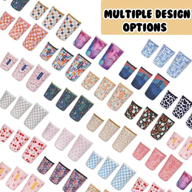 Alt view image 7 of 7 - Reusable Insulated Neoprene Iced Coffee Cup Sleeve, Durable Drink Sleeve for Cold Beverages, Beverage Holder for Iced Coffee, Classic Checker