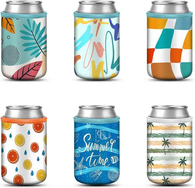 Main image of Fintie Insulated Neoprene Can Cooler Sleeve Summer Drink Covers, 6 Pack | For Beer Soda Water Bottle, 12oz