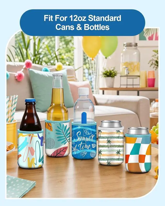 Alt view image 4 of 7 - Fintie Insulated Neoprene Can Cooler Sleeve Summer Drink Covers, 6 Pack | For Beer Soda Water Bottle, 12oz