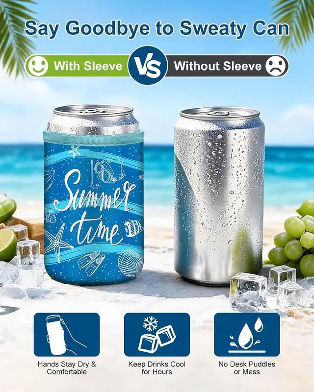 Alt view image 5 of 7 - Fintie Insulated Neoprene Can Cooler Sleeve Summer Drink Covers, 6 Pack | For Beer Soda Water Bottle, 12oz