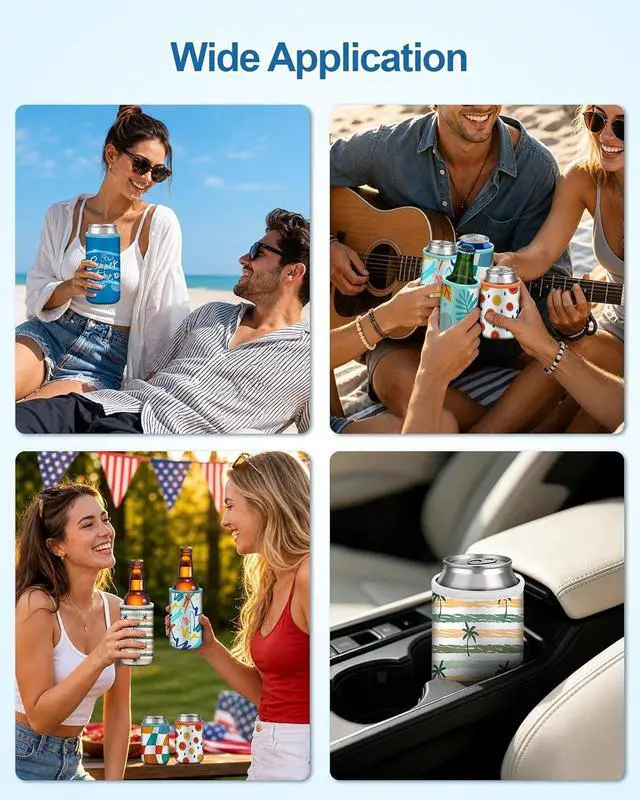 Alt view image 6 of 7 - Fintie Insulated Neoprene Can Cooler Sleeve Summer Drink Covers, 6 Pack | For Beer Soda Water Bottle, 12oz