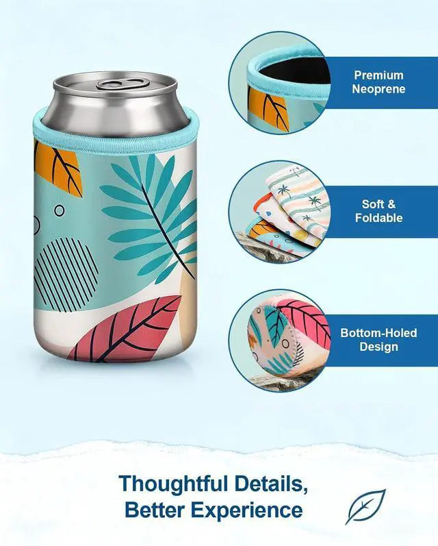 Alt view image 7 of 7 - Fintie Insulated Neoprene Can Cooler Sleeve Summer Drink Covers, 6 Pack | For Beer Soda Water Bottle, 12oz