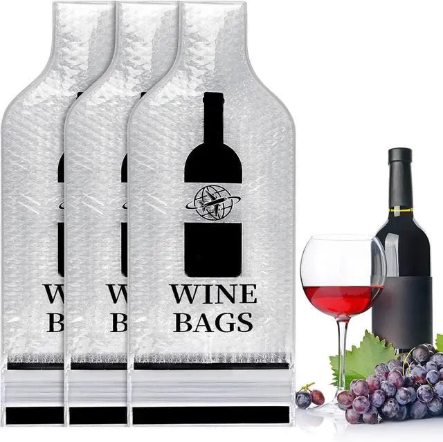 Main image of 3 Pack Wine Bottle Travel Bags 19x7 Inch Leak Proof for Airplane Cruise | Protector bags with PVC shell and cushioned inner layer, triple seal with double zip lock