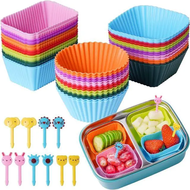 Main image of Doiaz Silicone Lunch Bento Box, 52 Pack Bento Lunch Box Bundle Dividers with Food Picks Lunch Accessories, Durable, Reusable, BPA-Free, Freezer and Dishwasher Safe