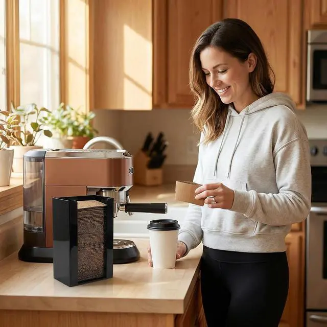 Alt view image 6 of 7 - UCUDI Coffee Cup Sleeve Holder Dispenser Coffee Bar Station Organizer | Wall Mount or CountertopHot Collar Jacket Organizer for Coffee Bar, Home Kitchen or Restaurant Use
