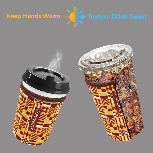 Alt view image 3 of 7 - Reusable Neoprene Insulator Sleeve for Iced Coffee & Cold Soda, Coffee Sleeves for Iced & Hot Drinks, Cold Beverage Cooler Compatible with Starbucks, Dunkin (Team GFD, Small: 16-18oz)