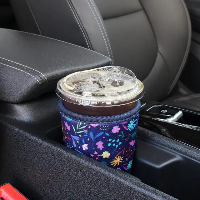 Alt view image 3 of 5 - 2 Pack Reusable Iced Coffee Sleeves - FRRIOTN Insulator Sleeve for Large Size Cold Beverages, Neoprene Coffee Cup Holder (Flower, Large 32oz)
