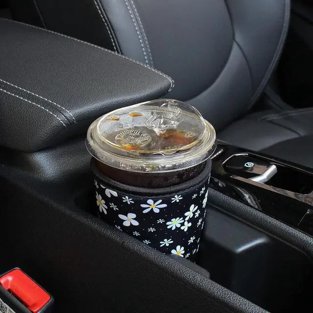 Alt view image 4 of 5 - 2 Pack Reusable Iced Coffee Sleeves - FRRIOTN Insulator Sleeve for Large Size Cold Beverages, Neoprene Coffee Cup Holder (Flower, Large 32oz)