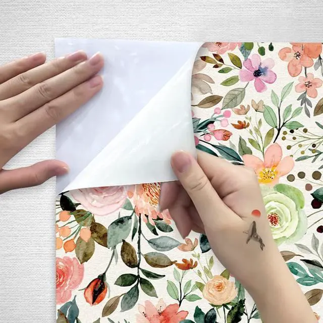 Alt view image 2 of 5 - Self Adhesive Rose Floral Drawer Liner Contact Paper Peel and Stick Floral Wallpaper for Girls Bedroom Shelves Cabinets Dresser Table Furniture Walls Decal 17.7X117 Inches