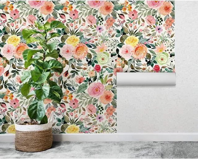 Alt view image 3 of 5 - Self Adhesive Rose Floral Drawer Liner Contact Paper Peel and Stick Floral Wallpaper for Girls Bedroom Shelves Cabinets Dresser Table Furniture Walls Decal 17.7X117 Inches