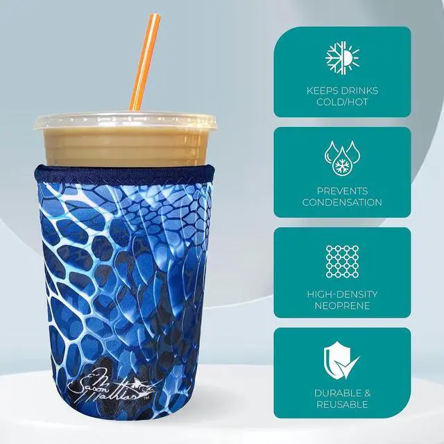 Alt view image 5 of 7 - Iced Coffee Sleeve, Insulated Neoprene Cup Sleeve, Fits a 16 Oz. Coffee Cup, Washable and Reusable, Iced Coffee Accessories, Small Realtree Camo