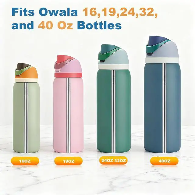 Alt view image 3 of 7 - 10 PCS Stainless Steel Straws for Owala Water Bottle, 4 Lengths 19oz 24oz 32oz 40oz Kids FreeSip 16oz, with Cleaning Brush & Travel Storage Bag 2 Replacement Stopper