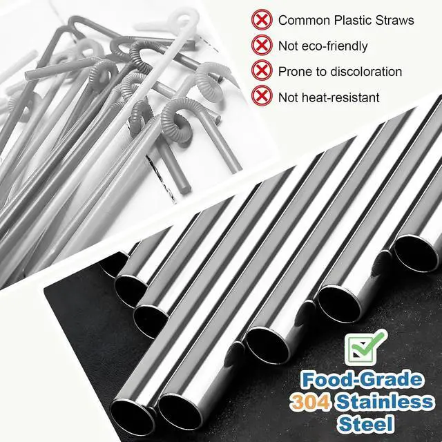 Alt view image 4 of 7 - 10 PCS Stainless Steel Straws for Owala Water Bottle, 4 Lengths 19oz 24oz 32oz 40oz Kids FreeSip 16oz, with Cleaning Brush & Travel Storage Bag 2 Replacement Stopper