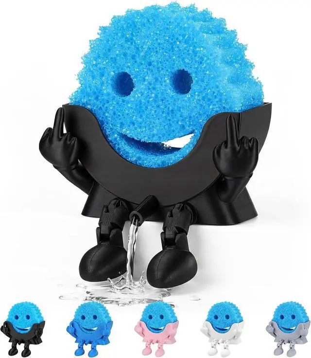 Main image of Cute Hanging Sponge Holder with Drainage | Traceless Glue | Black | Self-Draining