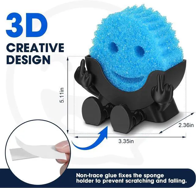 Alt view image 3 of 7 - Cute Hanging Sponge Holder with Drainage | Traceless Glue | Black | Self-Draining