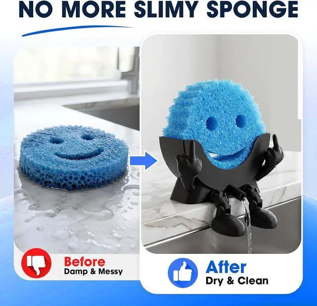 Alt view image 7 of 7 - Cute Hanging Sponge Holder with Drainage | Traceless Glue | Black | Self-Draining