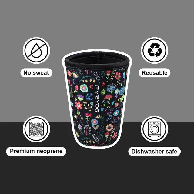 Alt view image 2 of 7 - 3 Pack Reusable Insulated Neoprene Iced Coffee Sleeves & Coffee Cup Holder, Universal Fit 16-32oz Cups for Hot/Cold Beverages