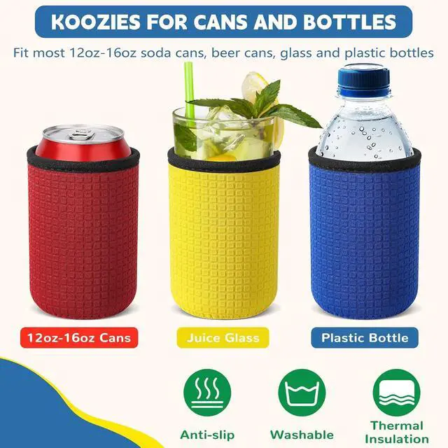 Alt view image 3 of 7 - 12oz Standard Can Sleeves Black Neoprene Beer Bottle Can Cover | 4 Pack, Non-slip, Thick, Beer Bottle Sleeves, Drink Holder