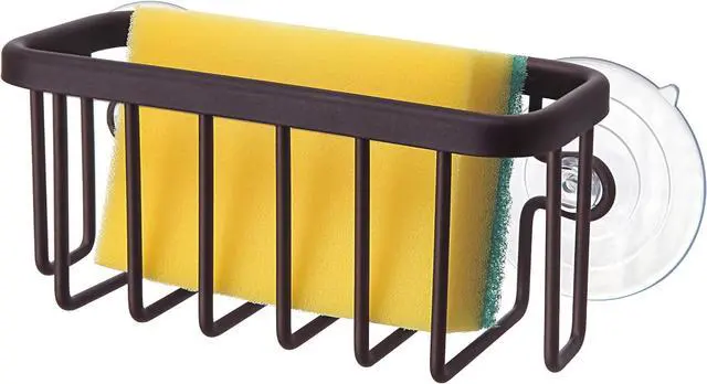 Main image of SunnyPoint NeverRust Kitchen & Bathroom Sink Caddy for Sponges, Scrubbers, Soap, 6" x 2.5" x 2.65", with Adhesive Mount - Additional Suction Cup Included Aluminum (Oil Bronze, NOT Black)