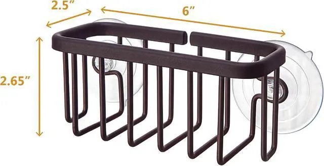Alt view image 3 of 6 - SunnyPoint NeverRust Kitchen & Bathroom Sink Caddy for Sponges, Scrubbers, Soap, 6" x 2.5" x 2.65", with Adhesive Mount - Additional Suction Cup Included Aluminum (Oil Bronze, NOT Black)