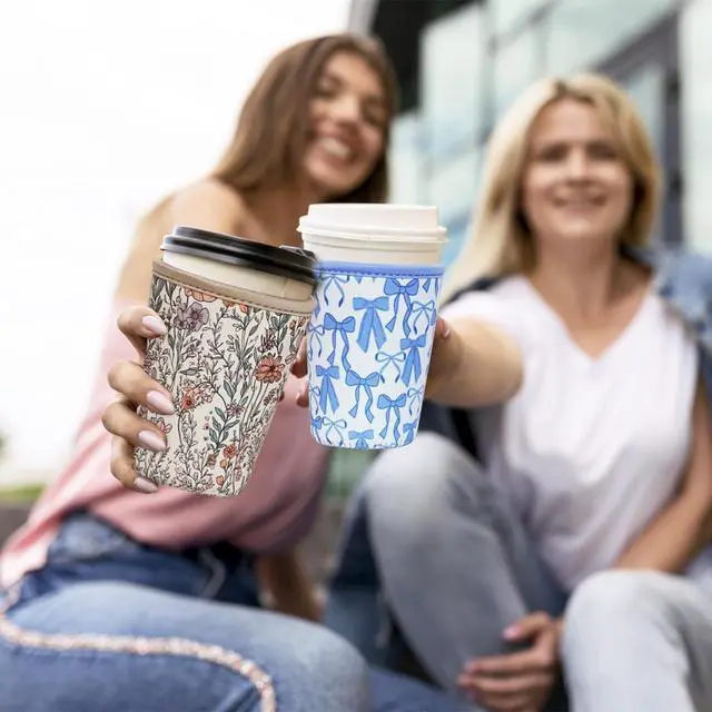 Alt view image 4 of 7 - Reusable Insulated Neoprene Iced Coffee Cup Sleeve, Durable Drink Sleeve for Cold Beverages, Beverage Holder for Iced Coffee (Bloom Magic)